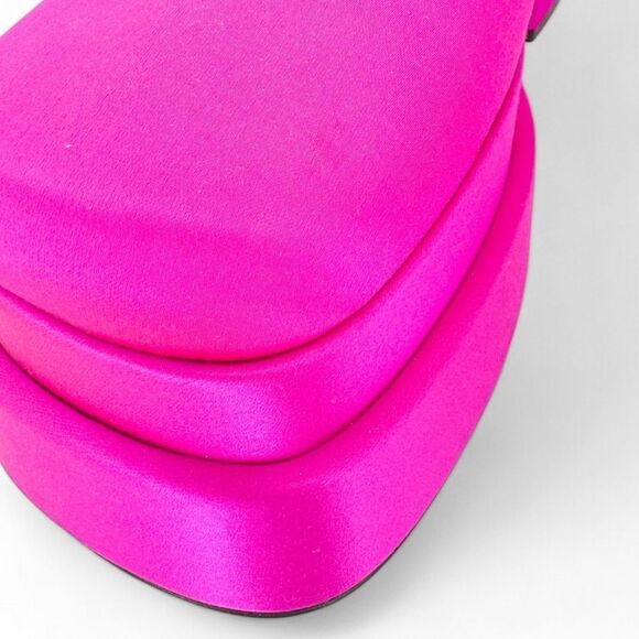 VERSACE Aevitas Fuchsia Crystal-Embellished Platform Block Heel Pumps Si… - Picture 11 of 17